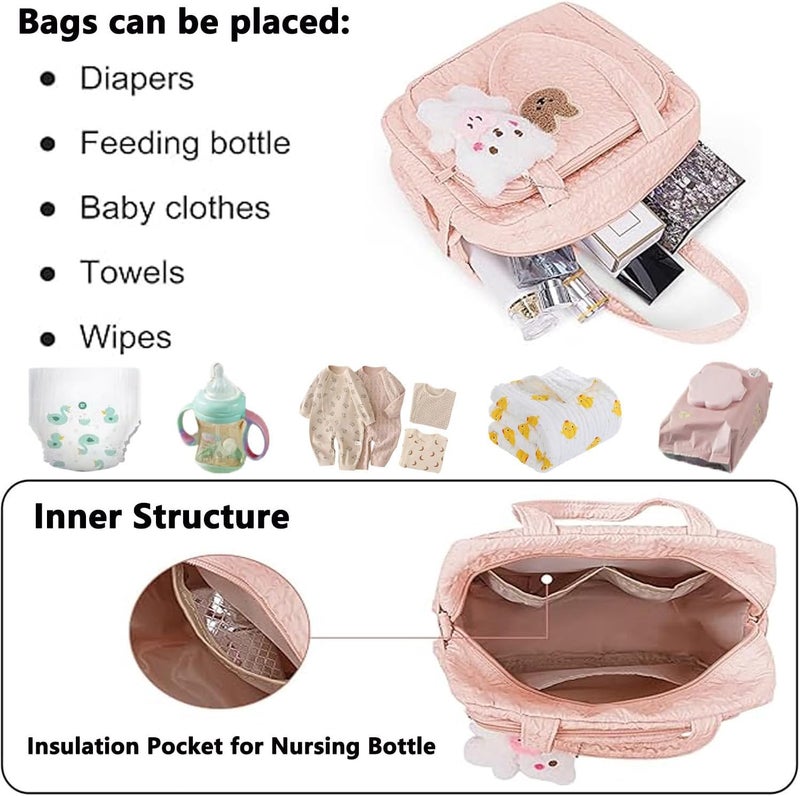 NIKUKY Baby Diaper Bag Tote, Cute Small Crossbody Nappy Mommy Bag, Lightweight Travel & Hospital Multifunction Storage Tote - Image 5